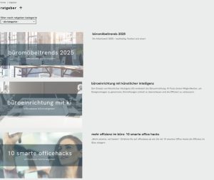 Die Rubrik Ratgeber liefert vielfältiges Hintergrundwissen zu wichtigen Bürothemen. Abbildung: officebase.info