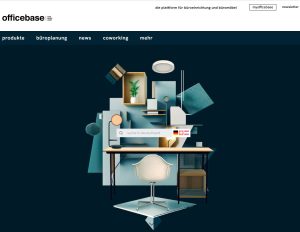 Die Startseite der Büroeinrichtungsplattform officebase.info. Abbildung: officebase.info